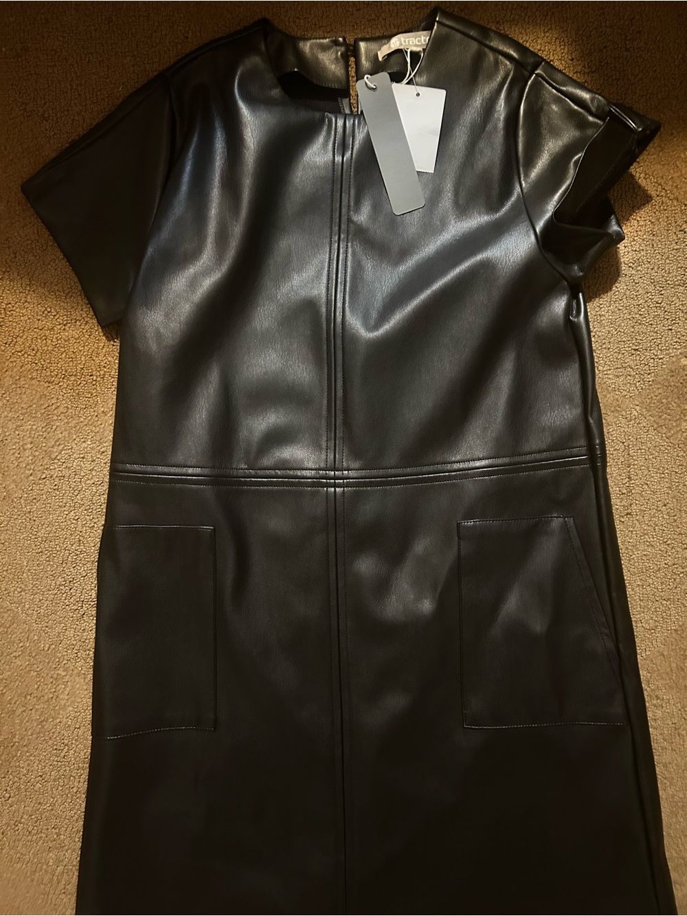 Tractr Faux Leather Dress - Black